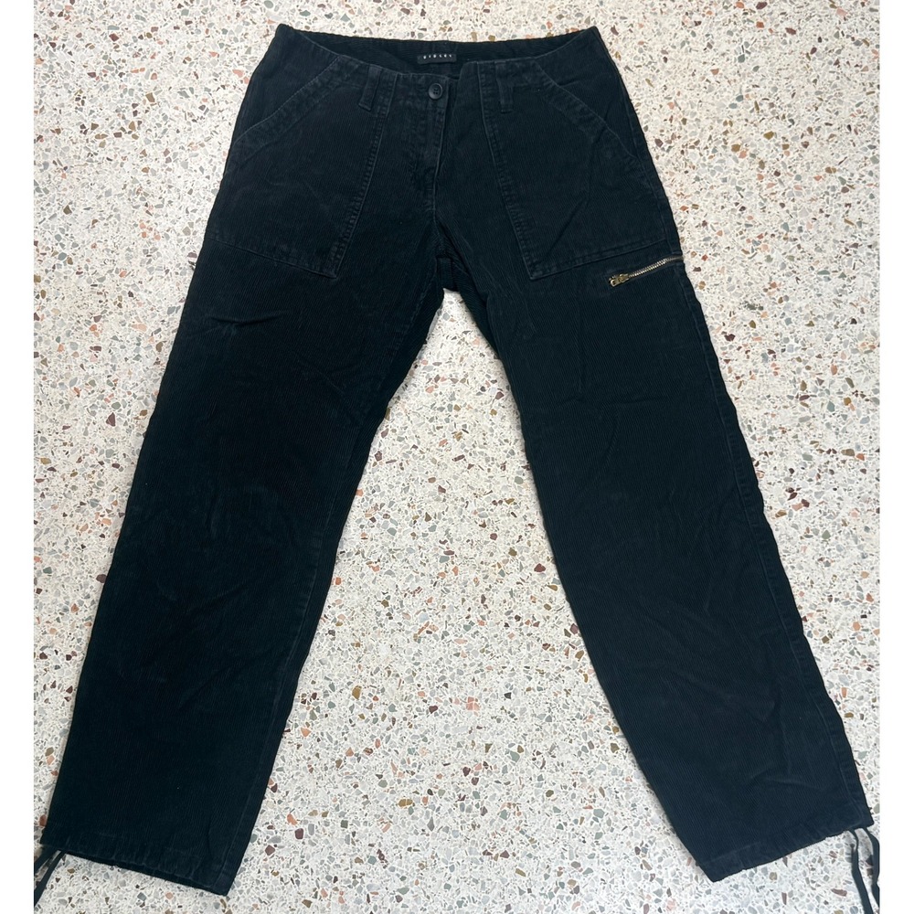 Sisley Women's Black Side Zipper Pocket Corduroy Pants Size 42